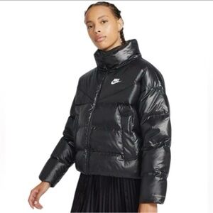 Nike Women's Shiny Black Puffer Coat